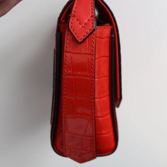 Givenchy Eden Top Handle Bag Crocodile Embossed Leather Mini Red - Picture 10 of 12